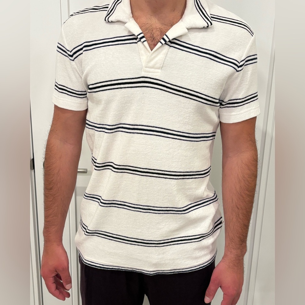 Orlebar Brown Terry Classic Twin Stripe Polo White/Night Iris